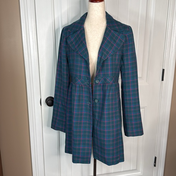 SUSINA Teal/Pink Plaid Womens Lightweight Lined Flannel Peacoat Jacket Sz L - Picture 8 of 11